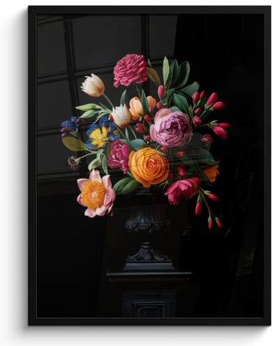 Poster in lijst - Fotolijst 50x70 cm - Posters - Boeket - Romantisch - Kleurrijk - Posterlijst zwart - Decoratie - Wanddecoratie woonkamer - Muurdecoratie slaapkamer