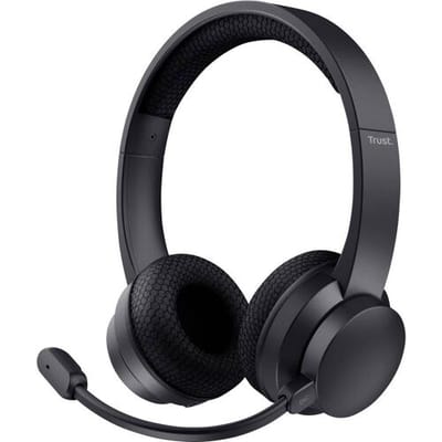 Trust AYDA WIRELESS ENC HEADSET On Ear headset Bluetooth Zwart Ruisonderdrukking (microfoon) Headset, Volumeregeling, Microfoon uitschakelbaar (mute),
