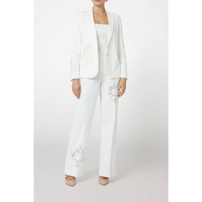 GUESS Glam De Fleur Flare Pale Pearl Taglia: 40 | Pantaloni da completo Outlet | Donna | Bianco