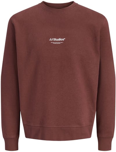 JACK & JONES Soho sweat crew neck regular fit - heren sweatshirt katoenmengsel met O-hals - bruin (bitter chocolate)