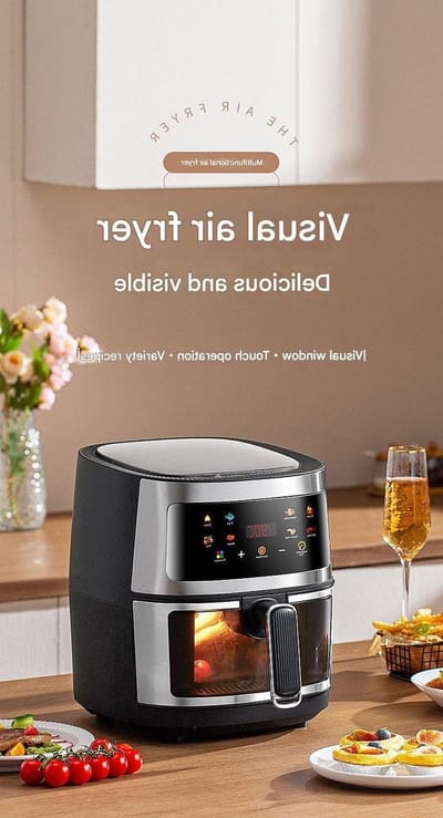 Heteluchtfriteuse - Airfryer Frituurpan - Gezond Koken - Groot Zichtvenster - 7 Liter - Zwart