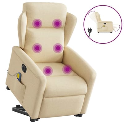 vidaXL - Sta-op-massagestoel - elektrisch - verstelbaar - stof - crèmekleurig
