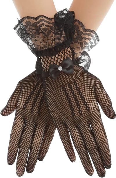 Korte Kanten Handschoenen voor Vrouwen met Bloemenpatroon, Perfect voor Bruiloften, Theepartijen en Avondfeesten