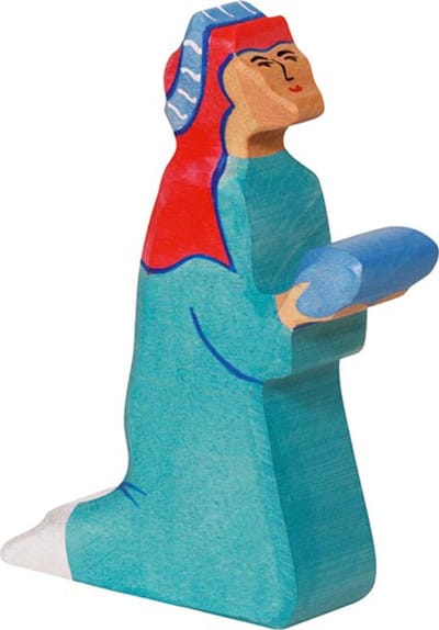 HOLZTIGER Kerstmis - Balthasar Blauw - 12X2X8Cm - Houten Figuur - Handgemaakt