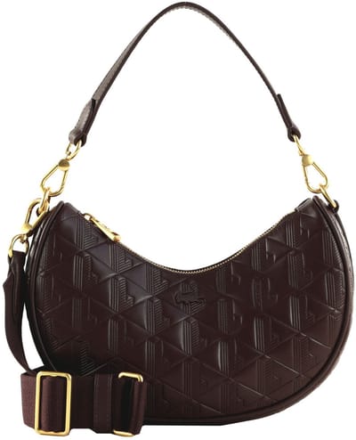 LACOSTE schoudertas Maheki Moon Bag Fudge donkerbruin