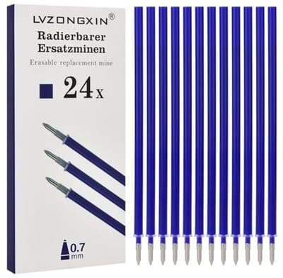 24 Uitwisbare Vullingen Met Blauwe Punt 0,7 mm - Geschikt Voor Navullingen