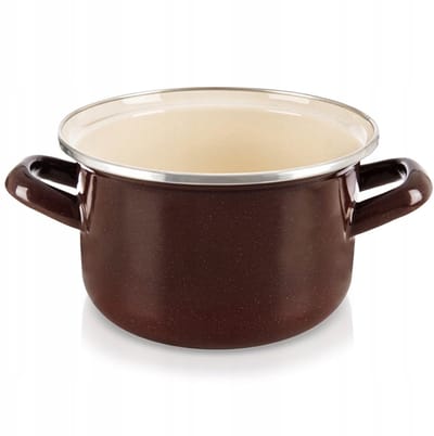 Bruine Emaille Pan 16 cm - 1,4L - Verzonden voor alle doeleinden