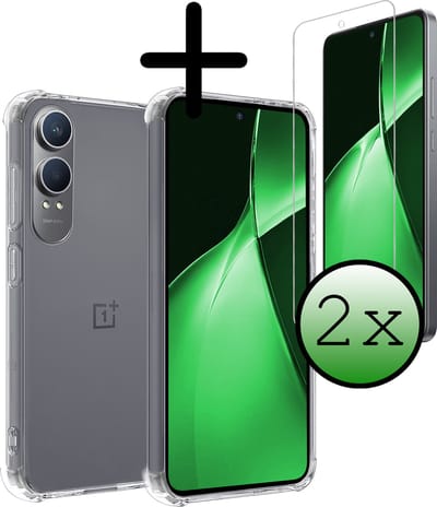 Hoesje Met Screenprotector - 2 Stuks - Geschikt voor OnePlus Nord CE 4 Lite - Sterk & Shockproof - Siliconen Case - Back Cover - Telefoon Hoes - Shock Proof - Transparant
