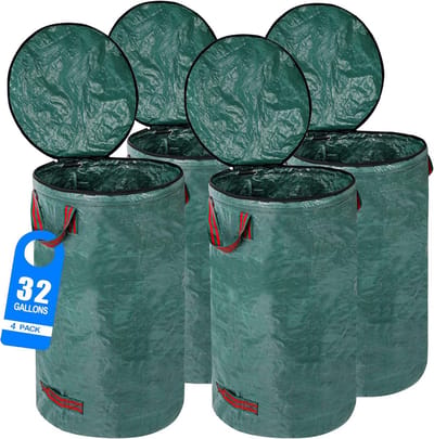 Herbruikbare Tuinafvalzakken - 32 Gallons, 4 Stuks - Heavy Duty met Handgrepen voor Buitenopruiming
