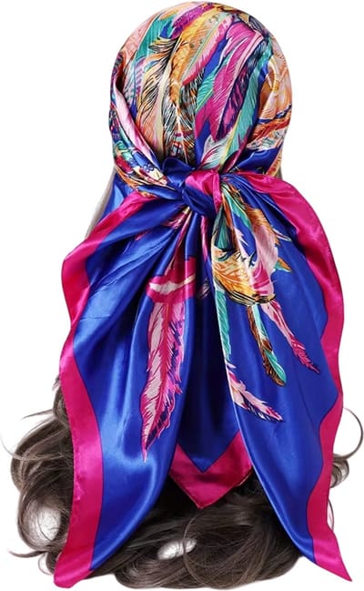 Stijlvolle Hip Hop Hijab Sjaal voor Dames - Vierkante Satijnen Zijde Sjaal met Print - Multifunctionele Foulard, Bandana & Pashmina Wrap - Donkerblauw