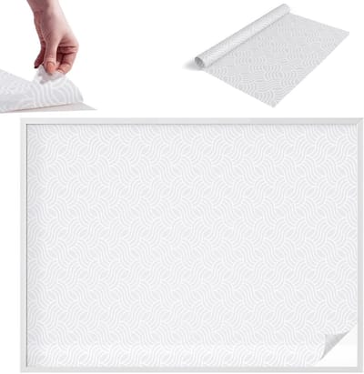 Tulup Raamfolie Anti inkijk - Golven van harmonie Melkglas Folie - 200x146 cm - Wit Anti inkijk Raamfolie Glas in Lood - Zonwerende Raamfolie - Voor de hal, badkamer, kantoor - Privacy Folie Raam Glas in Lood