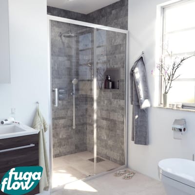 FugaFlow Efficiente Vetro Schuifdeur - 100x190cm - 6mm veiligheidsglas - alu profiel - anti kalk - chroom