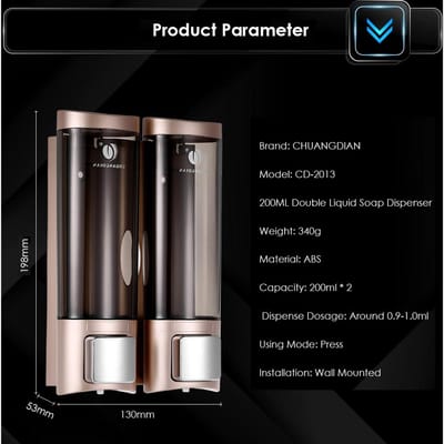 Handmatige Handzeep Dispenser Wandmontage Dubbele Vloeibare Shampoo Douchegel Dispenser Handreiniger Toilet Lotion Champagne Gold
