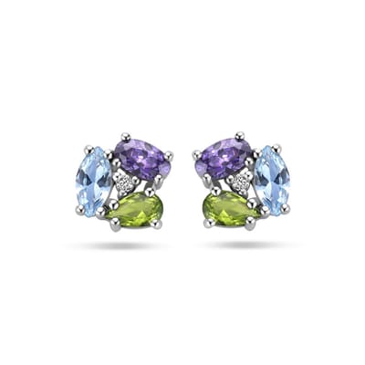 Zilver Gerhodineerd Oorknoppen Zirkonia En Synth. Edelstenen 1336555