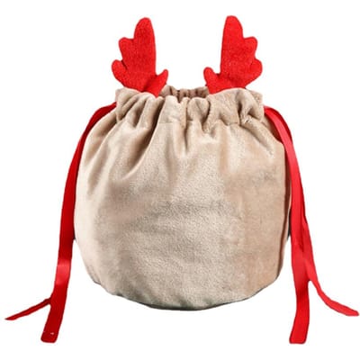 Kerst Trekkoordtas Gewei Cadeautasjes Kerstversieringen Buidel Verpakking Trekkoordtas beige