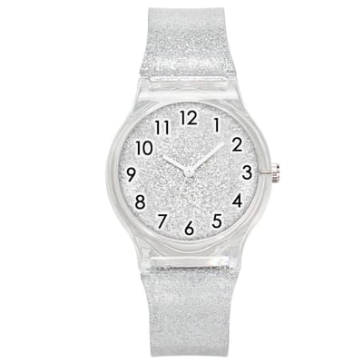 Fako - Kinderhorloge - Shiny Glitter - Plastic - 34mm - Zilver