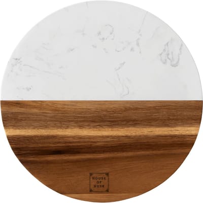 House of Husk Ronde Serveerplank Steen - Dienblad - Acaciahout - Steen Marmer Design - 25 Centimeter