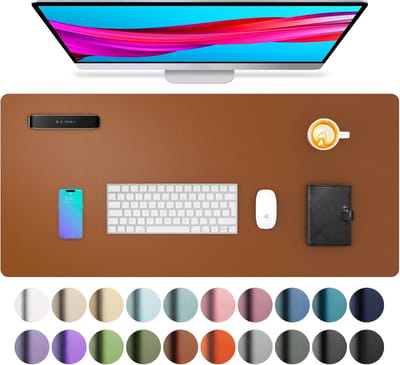 StayPowered PU-Lederen Bureau Mat - Stijlvolle Bescherming voor Je Werkplek - 80x40 cm - Waterdicht - Antislip Achterkant - Ruimte voor Laptop & Muis - Eenvoudig Schoon te Maken - Duurzaam & Slijtvast - Bruin - Levering Sneller dan Aangegeven!