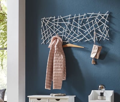 Wandkapstok – Wit metaal – Micado stijl – 100x5x40 cm – Elegant en luchtig design