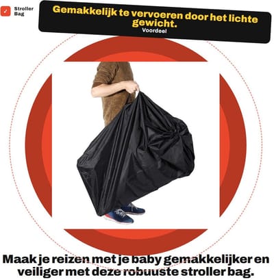 Dailygoods- Kinderwagentas - Opvouwbaar ontwerp - Oxford materiaal - Verstelbaar slot - Trekkoordsluiting - Bescherming tegen schade - Buggytas