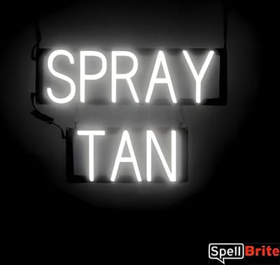 SPRAY TAN - Lichtreclame Neon LED bord verlicht | SpellBrite | 54 x 38 cm | 6 Dimstanden - 8 Lichtanimaties | Reclamebord neon verlichting