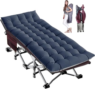 Opvouwbaar campingbed - Reis bed - Buiten slapen - Dubbellaags Oxford - 190 x 67 cm - Oranje Blauw Grijs
