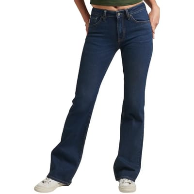 Superdry - Slimfit jeans met middelhoge taille en wijduitlopende pijpen - Dames - Jeans