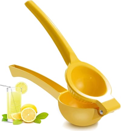 Handmatige sapcentrifuge / Citrus- & citroenpers — Fruitpers & limoenpers (metalen uitvoering) — Professionele handmatige sapcentrifuge / Keukenhulp (geel)