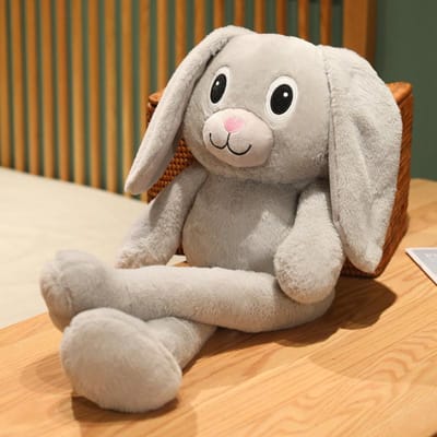 80100Cm Vente de Peluches Lapins Créatives à Oreilles à Tirer Poupée Lapin Kawaii Animal en Peluche Doux Oreiller de Sommeil Cadeaux d'Anniversaire pour Enfants 80cm gris