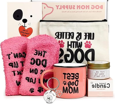 Cadeauset Hondenmoeder - Hondenliefhebber Geschenk - Verras een Hondenfan - Compleet Geschenk - 10 oz Mok - Licht Beige