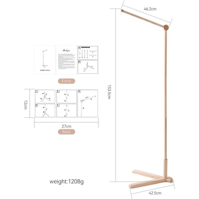 Houten Bedmobielhouder Voor Babybed Vrijstaande Belhouder Met Rammelaars Veilig Stevig Kinderkamer Decoratie Voor Pasgeborene 0-12 Maanden gray