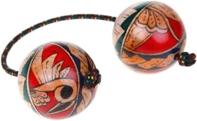 Maracas Muziekinstrument - Ritme ballen - Muziek maken - Handgetekend design - 13 x 7 x 3 cm - Multicolor