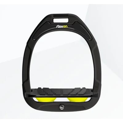 Zwarte/zwart/gouden Grip-inclined stijgbeugels Flex-On Green Composite
