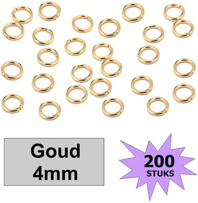 Fako Bijoux® - Oogjes - Ringetjes - Sieraden Maken - Goudkleurig - 4mm - 200 Stuks