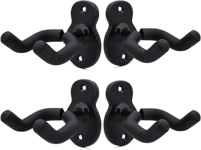 Gitaar Muur Hangers - Gitaarhouder Muur - Instrumenten Opbergen - Verstelbare Yoke - 4 stuks - Zwart