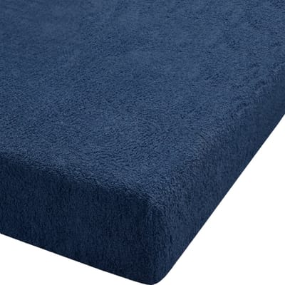 Mammoet Molton Hoeslaken Willow 160 x 200 cm - tot 30 cm matrasdikte - waterafstotende coating - 45% katoen & 55% polyester - blauw