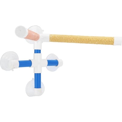 Papegaaien Douche Staande Paal Baden Vier Zuignappen Matte Coating Vogel Zitstok Speelgoed white