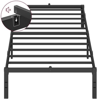 Archi Bedframe 90x200 – Bed - Eenpersoonsbed met Opbergruimte – Met Opbergruimte – Stalen Constructie – Minimalistisch Design – Zwart