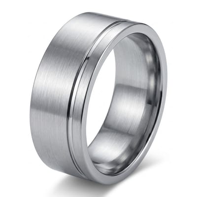 Lundholm Magnus Ring Heren Zilverkleurig – Titanium Staal – Brede Heren Ring 8 mm – Matte en Glanzende Afwerking – Maat 9 / EU Maat 60 – Scandinavisch Design