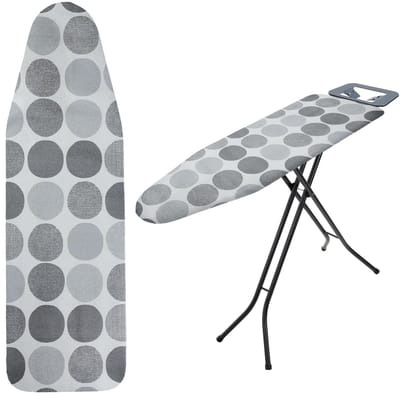 Strijkplankhoes Met Koord - Universelehoes Strijkplank - Kreukvrij Strijken - Ademend Katoen - 112 x 32 cm - Grijs Cirkel