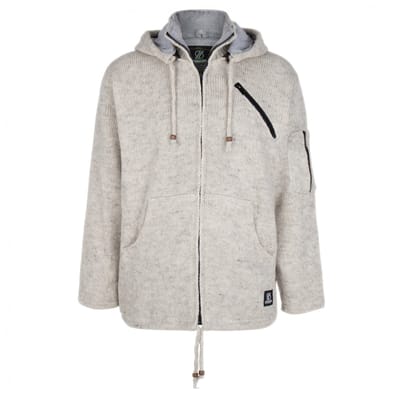 Gebreid Wollen Heren/Uni Vest van Schapenwol met Katoenen Voering en afneembare capuchon - SHAKALOHA - M Cruiser Ziphood S