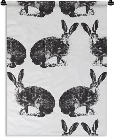 Wandkleed - Wanddoek - Vintage - Design - Konijn - Dieren - 90x120 cm - Wandtapijt