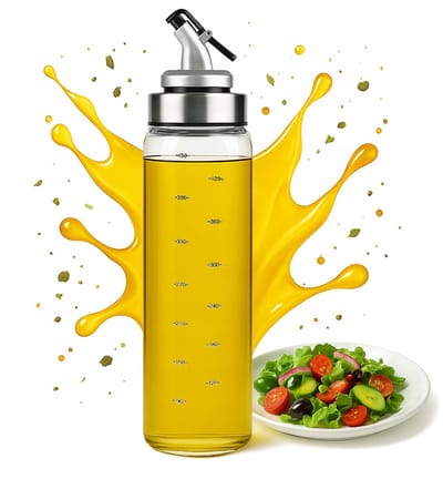 Bimberek Serie - Glazen Fles Dispenser met Maatverdeling - 500 ml - Olijfolie, Azijn - Glashouder