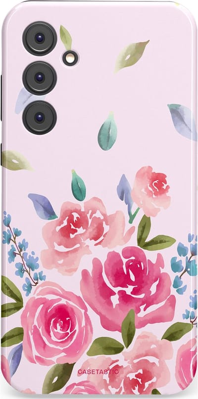 Casetastic hoesje geschikt voor Samsung Galaxy A35 - Dubbellaagse bescherming - Aquarel Bloesem - Fashion Case - Lichtroze Lila Saliegroen