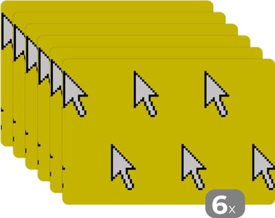 Placemat - Placemats kunststof - Muis - Patronen - Computer - 45x30 cm - 6 stuks - Hittebestendig - Anti-Slip - Onderlegger - Afneembaar