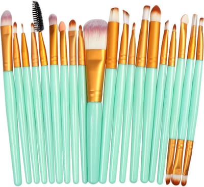 Jumada's - 20-delige Make-Up Kwasten Set - Groen - Oogschaduw - Foundation - Poeder - Eyeliner - Wimper - Lip - Make Up Borstel - Cosmetische Beauty Tool Kit - Hot