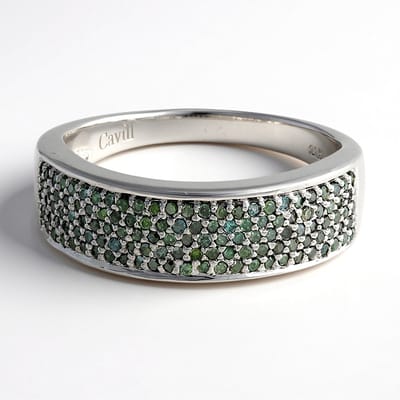 Cavill - Zilveren Ring met 0,425 ct Fancy Diamanten - 925 Sterling Zilver - Pave Design - Elegante Glanzende Rondgeslepen Diamanten Ring voor Dames