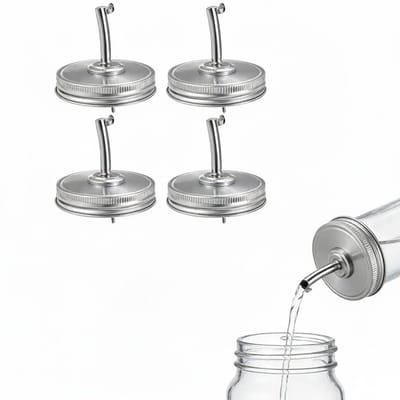 Dailygoods- Schenktuit 4 Stuks - Olie-schenktuit - Cocktaildispenser - Deksel - Vervangende Olietuitdeksel - Roestvrij Staal - Lek- en Verzegelingseffect - Schenkdeksel