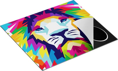 Chefcare Inductie Beschermer Gekleurde Leeuw - Leeuwenkop - Abstract - 60x50 cm - Afdekplaat Inductie - Kookplaat Beschermer - Inductie Mat