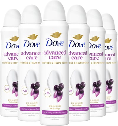 Dove - Anti-Transpirant Deodorant Spray - Advanced Care - Acai Berry & Waterlily - 6 x 150 ml